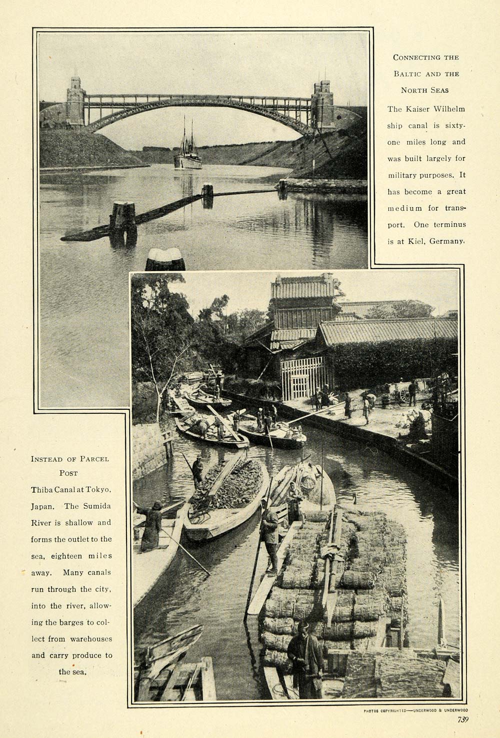 1914 Print Kaiser Willhelm Canal Thiba Tokyo Sumida - ORIGINAL HISTORIC TW3