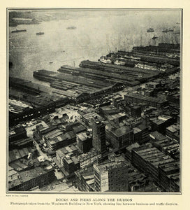 1914 Print Hudson River Aerial View Business District ORIGINAL HISTORIC TW3