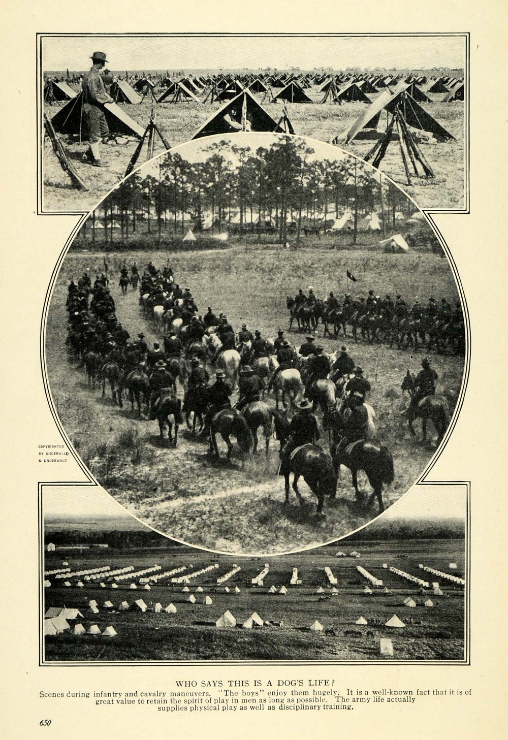 1914 Print WWI Calvary Infantry Army Training Military ORIGINAL HISTORIC TW3