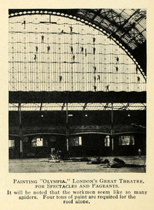1913 Print Men Painting Olympia London's Great Theatre ORIGINAL HISTORIC TW3
