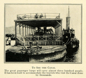 1914 Print Panama Canal Passenger Barge Rubberneck Ship ORIGINAL HISTORIC TW3