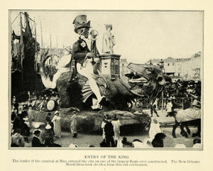 1914 Print Nice France Largest Float Parade Mardi Gras ORIGINAL HISTORIC TW3