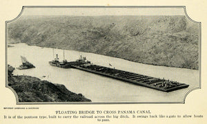 1914 Print Floating Bridge Panama Canal Railroad Ship - ORIGINAL HISTORIC TW3