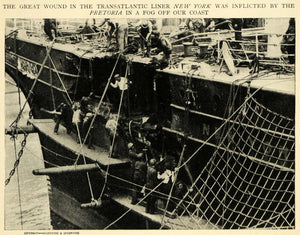 1914 Print Transatlantic Liner New York Pretoria Ship - ORIGINAL HISTORIC TW3