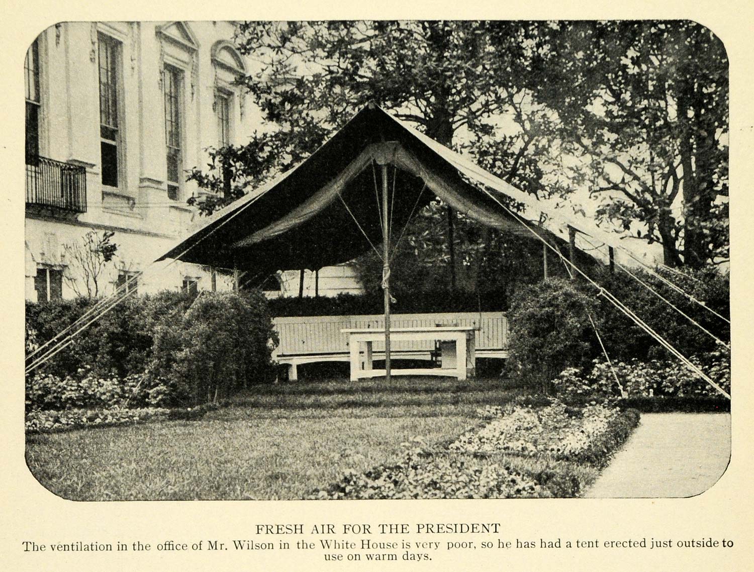 1914 Print President Woodrow Wilson Ventilation Tent - ORIGINAL HISTORIC TW3