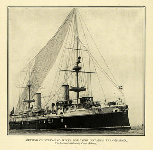 1911 Print Carlo Alberto Ship Boat Italian Battleship - ORIGINAL HISTORIC TW3