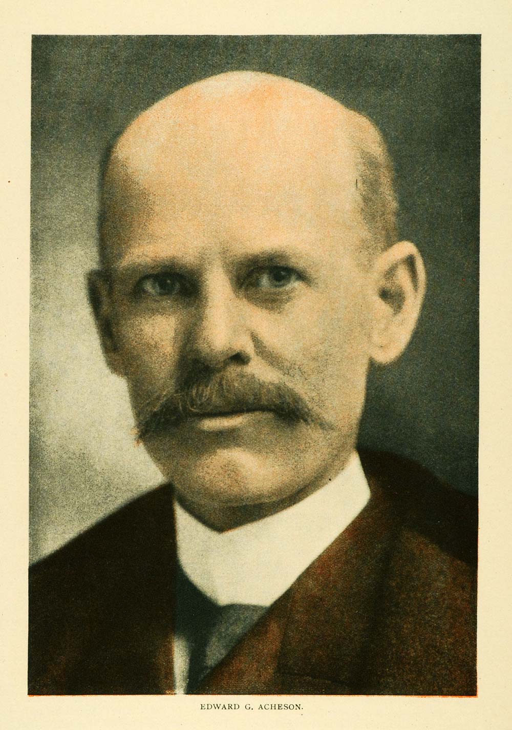 1907 Print Edward Acheson Chemist Inventor Carborundum - ORIGINAL TW3