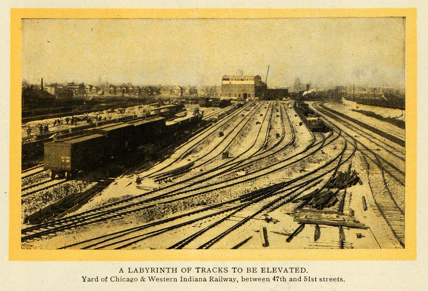 1907 Print Chicago Western Indiana Railway Track Train - ORIGINAL TW3
