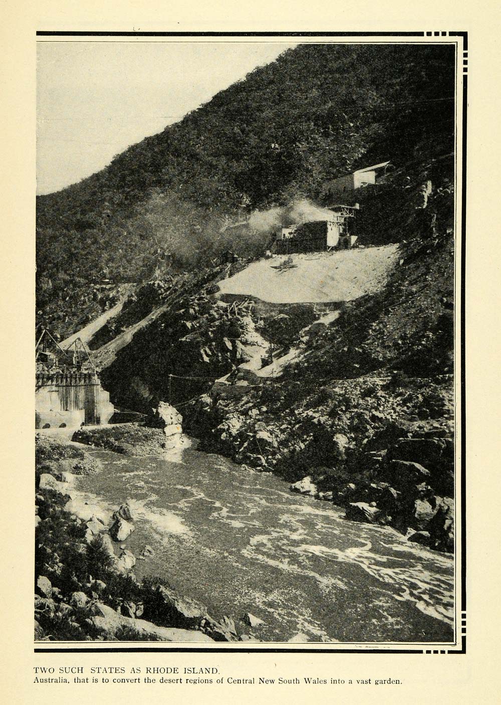 1912 Print Burrinjuck Irrigation Dam Sydney Australia ORIGINAL HISTORIC TW3
