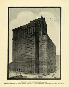 1910 Print Whitehall Building Architecture New York - ORIGINAL HISTORIC TW3