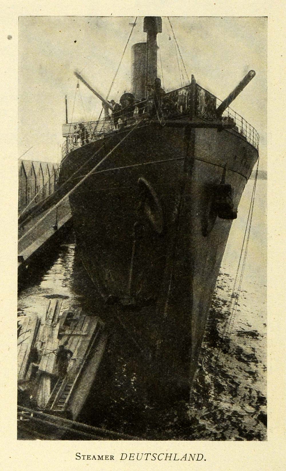 1907 Print Deutschland Hamburg American Liner Dover Bay ORIGINAL HISTORIC TW3