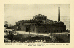 1907 Print New York Aquarium Architecture Battery Place ORIGINAL HISTORIC TW3