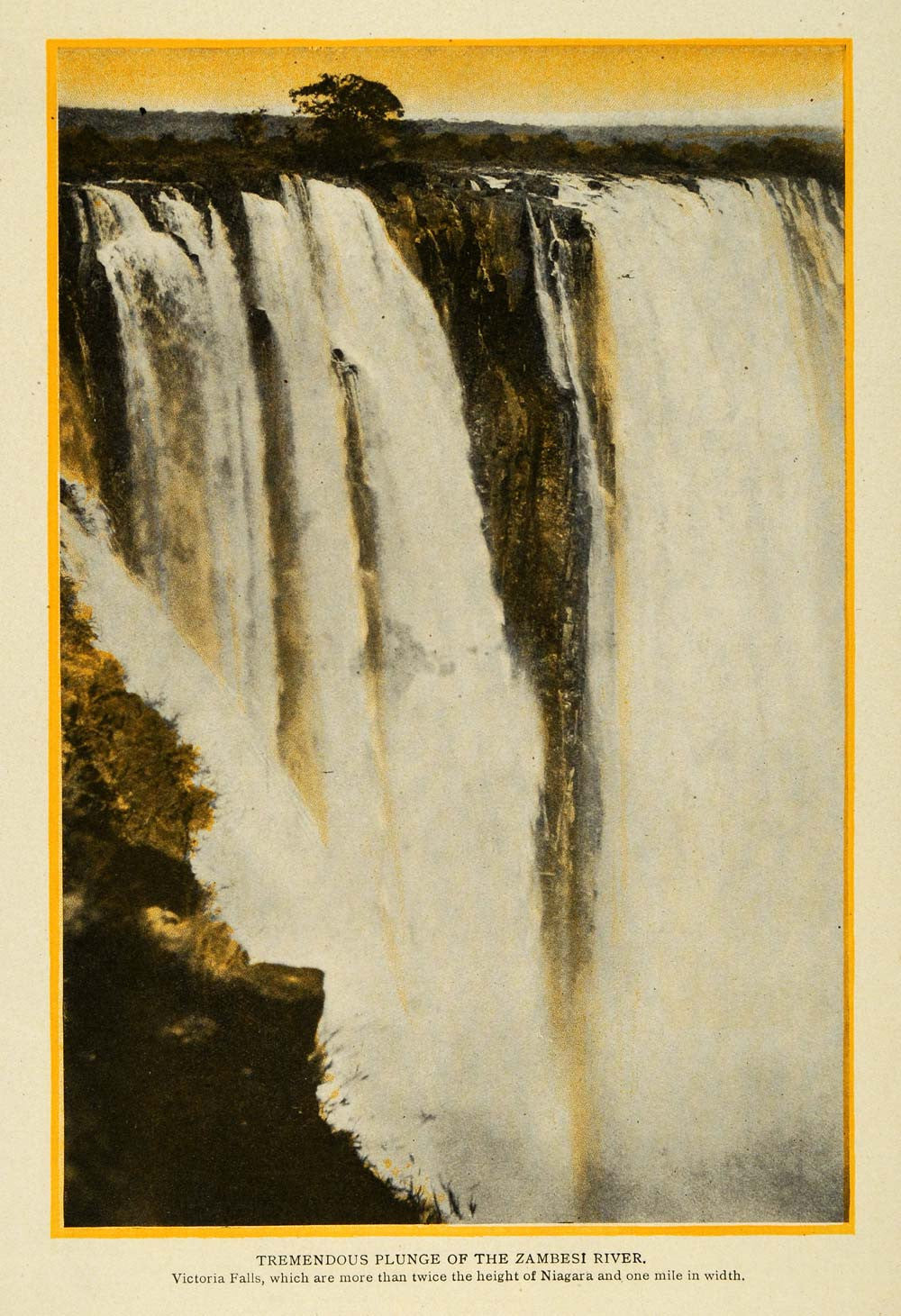 1907 Print Victoria Falls Zambesi River Falls Waterway - ORIGINAL TW3