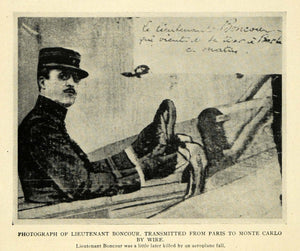 1912 Print Lieutenant Boncour Historic Aviator Pilot - ORIGINAL HISTORIC TW3