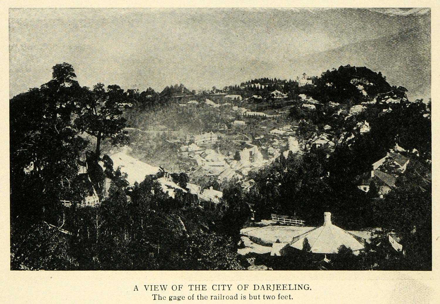 1912 Print Darjeeling City Aerial View Himalayas - ORIGINAL HISTORIC IMAGE TW3