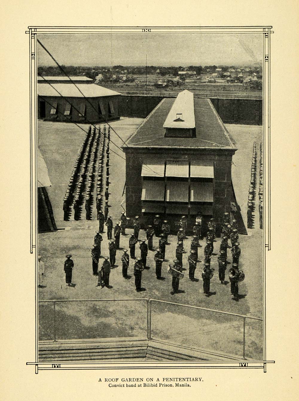 1911 Print New Bilibid Prison Roof Manila Philippines - ORIGINAL HISTORIC TW3