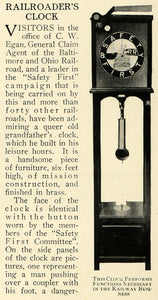 1913 Print Grandfather Clock Decor C. W. Egan Railroad ORIGINAL HISTORIC TW3
