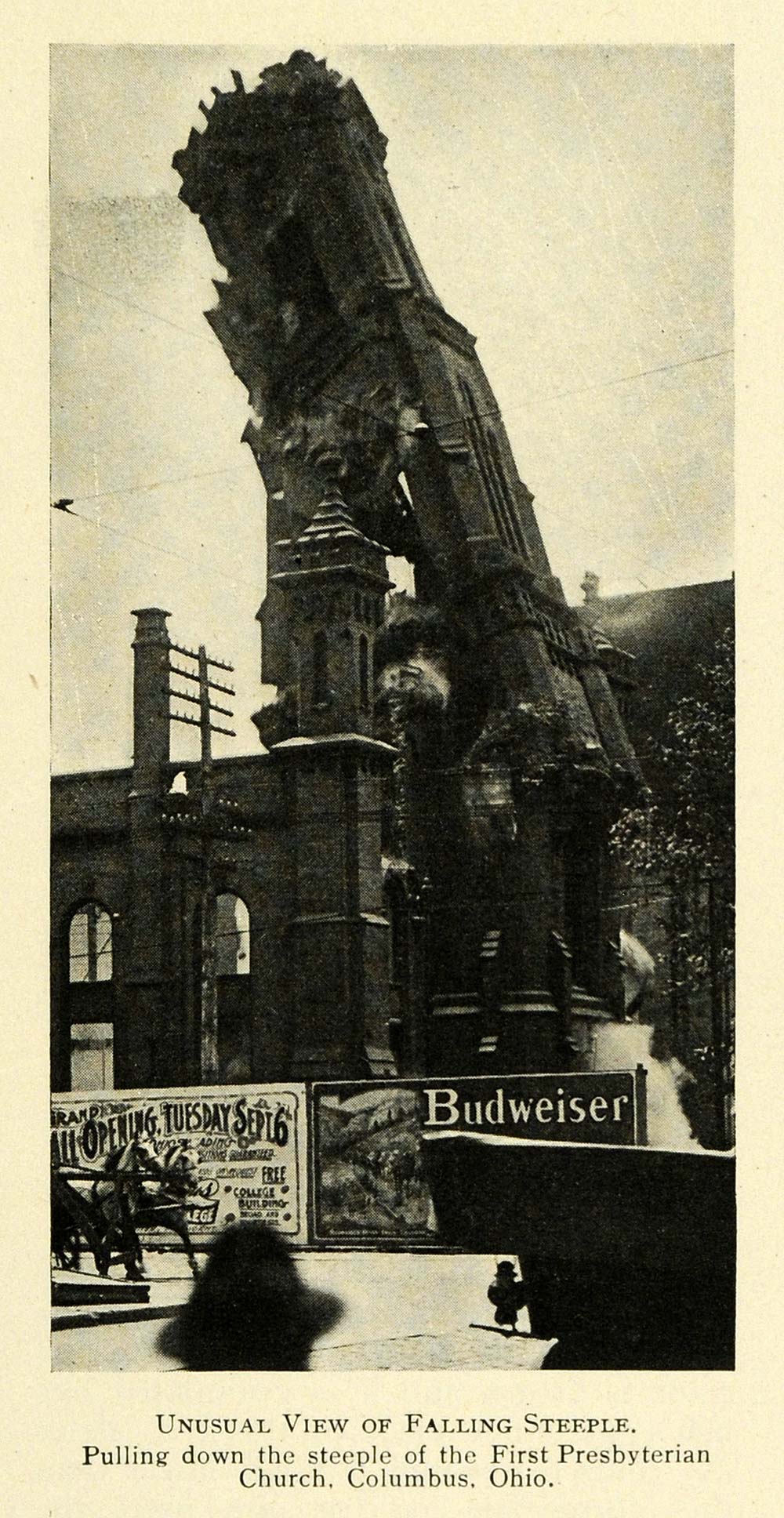 1910 Print Steeple First Presbyterian Church Columbus ORIGINAL HISTORIC TW3