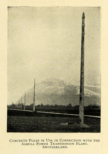 1909 Print Pole Albula Power Transmission Switzerland - ORIGINAL HISTORIC TW3