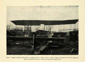 1913 Print Transatlantic Airplane New York Flight Plane ORIGINAL HISTORIC TW3