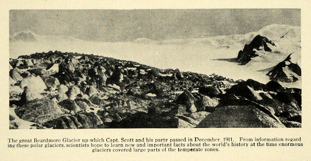 1913 Print Beardmore Glacier Captain Scott Explore Pole ORIGINAL HISTORIC TW3