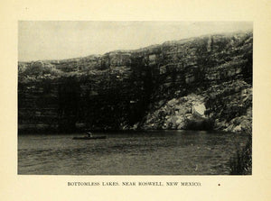 1909 Print Bottomless Deep Lake New Mexico Pecos River ORIGINAL HISTORIC TW3