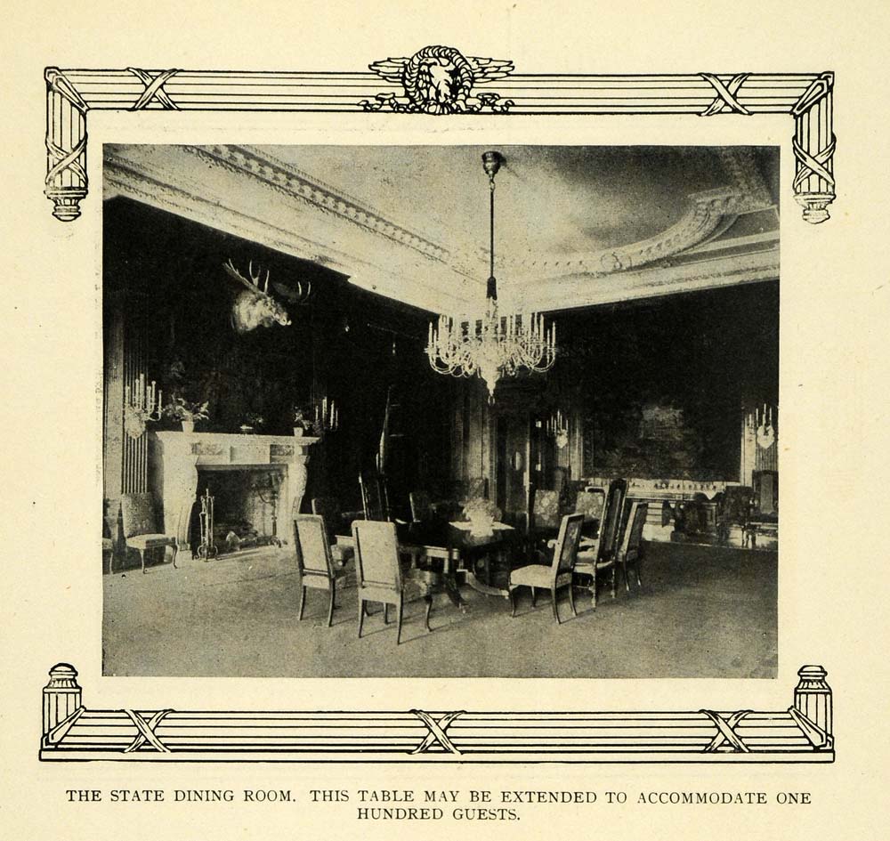 1909 Print State Dining Room White House Washington - ORIGINAL HISTORIC TW3