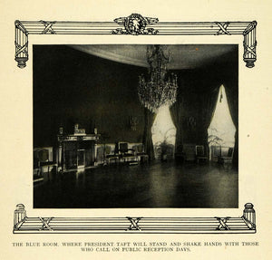 1909 Print Blue Room White House Washington Taft Public ORIGINAL HISTORIC TW3