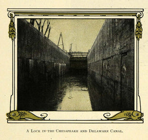 1909 Print Chesapeake Bay Delaware River Canal Waterway - ORIGINAL TW3