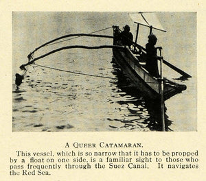 1912 Print Narrow Catamaran Row Boat Suez Canal Red Sea ORIGINAL HISTORIC TW3