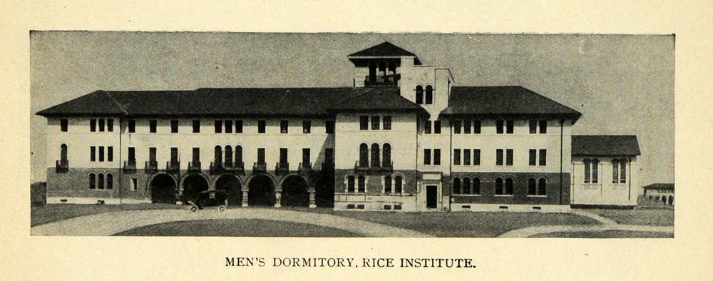 1912 Print Men Dorm Rice Institute Houston Texas School ORIGINAL HISTORIC TW3