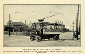 1914 Print Rail-less Traction Transport Leeds England - ORIGINAL HISTORIC TW3