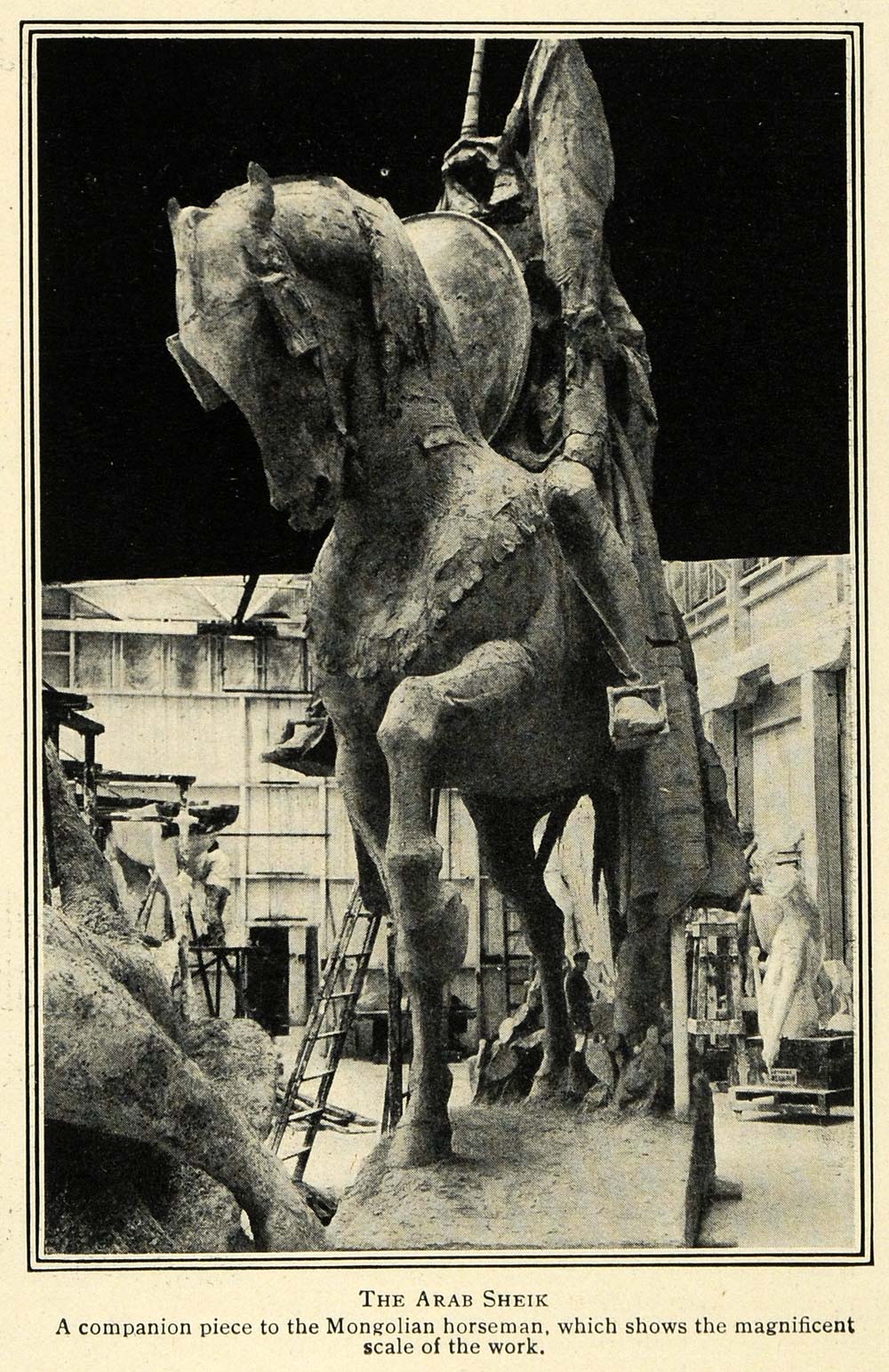 1914 Print Mongolian Horseman Statue Panama Expo Fair - ORIGINAL HISTORIC TW3