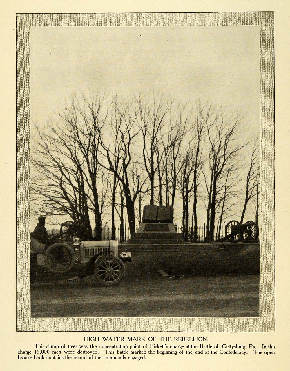 1906 Print High Water Mark of Rebellion Monument PA - ORIGINAL HISTORIC TW3