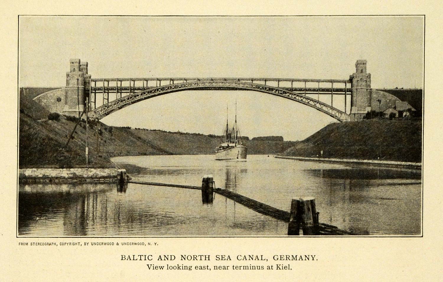 1906 Print North Baltic Sea-Canal Bridge Kiel Germany ORIGINAL HISTORIC TW3