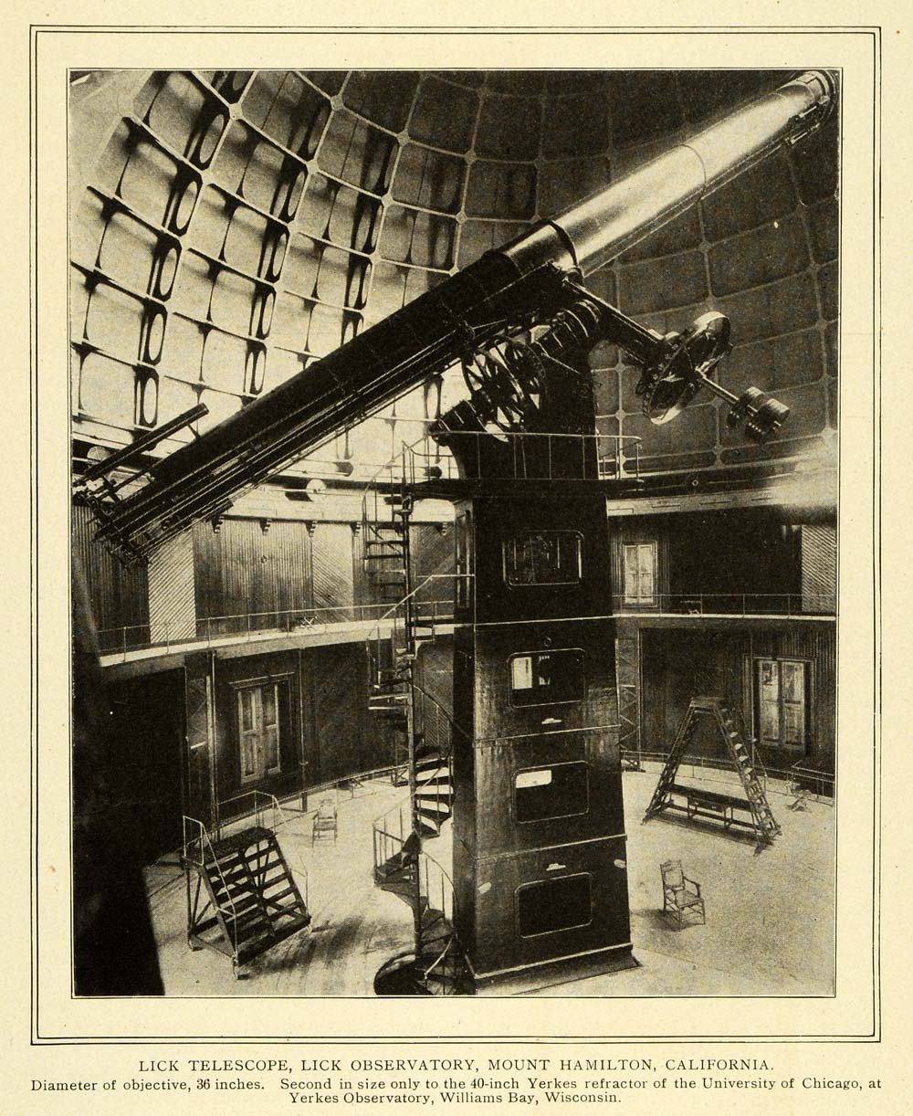 1906 Print Lick Telescope Observatory Mount Hamilton CA ORIGINAL HISTORIC TW3