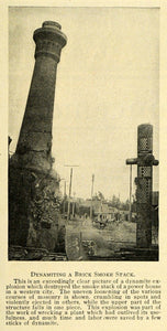 1911 Print Dynamite Explosion Brick Smokestack - ORIGINAL HISTORIC IMAGE TW4