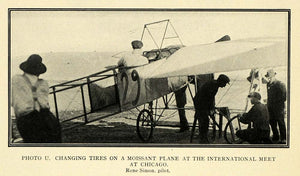 1911 Print Chicago International Meet Moissant Plane - ORIGINAL HISTORIC TW4