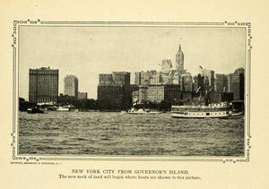 1911 Print New York City from Governor's Island Boat - ORIGINAL HISTORIC TW4