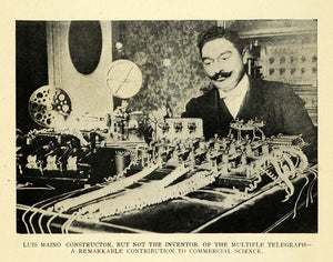 1911 Print Mutiple Telegraph Constructor Luis Maino - ORIGINAL HISTORIC TW4