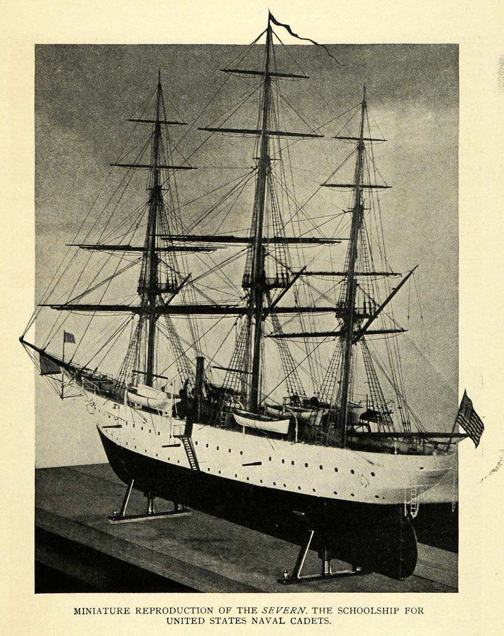 1911 Print Severn Miniature Reproduction US Naval Cadet ORIGINAL HISTORIC TW4