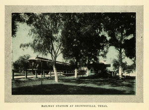 1907 Print Railway Train Station Brownsville Texas - ORIGINAL TW4