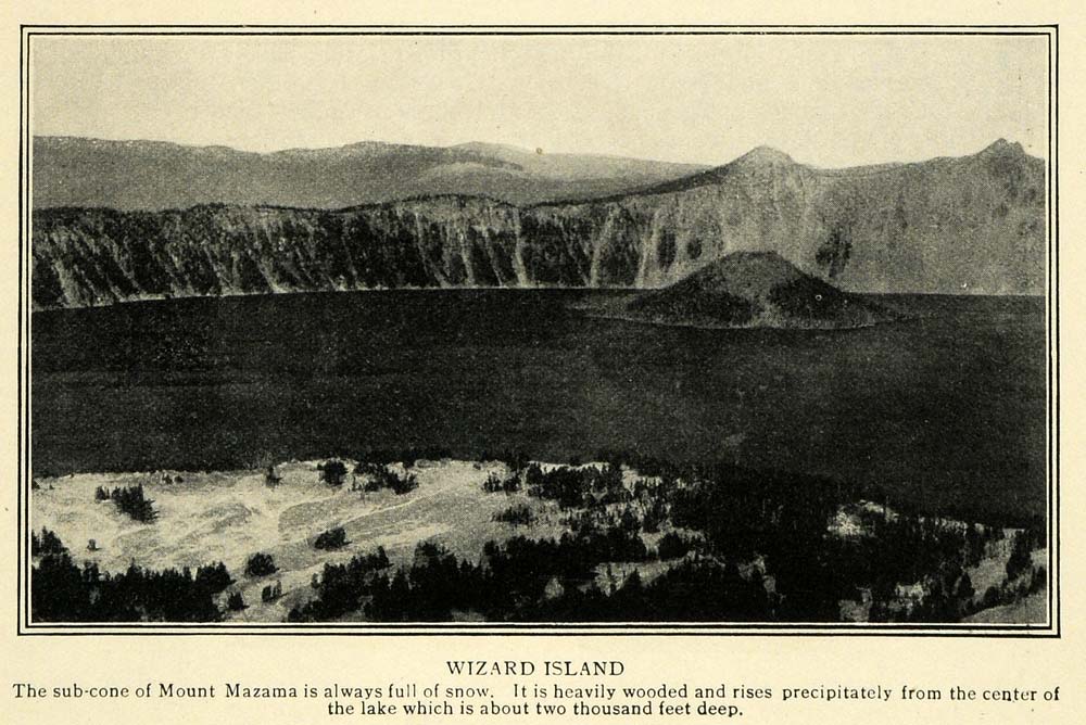 1914 Print Wizard Island Landscape Mount Mazama Scenery Volcano Cone Crater TW4