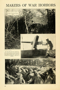 1915 Print WWI Serbians Austrians French Rapid Fire Gun ORIGINAL HISTORIC TW4