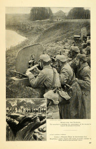 1915 Print World War I Antique Machine Gun Hand Grenade ORIGINAL HISTORIC TW4