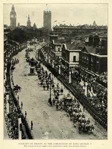1911 Print King George V Coronation Pageant Parade Military Empire Troops TW4