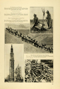 1914 Print WWI Scenes German Calvary Russian Firearms Miliary Cathedral TW4