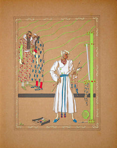 1934 Pochoir Print Logi Southby Art Prince Elders Fantasy Story Illustration