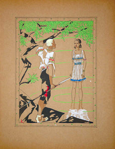 1934 Pochoir Print Logi Southby Art Prince Princess Fantasy Story Illustration