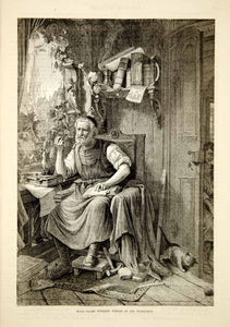 1876 Wood Engraving Antique Hans Sachs German Poet Shoemaker Meistersinger TWW1